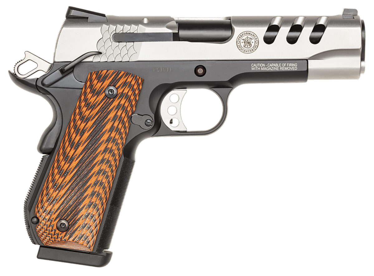 Smith & Wesson 170344 1911 Performance Center 45 ACP 4.25" Throated Barrel 8+1, Black Scandium Frame, Ported Matte Stainless Steel Slide, G10 Custom Wood Grip, Ambidextrous Safety 1 84202