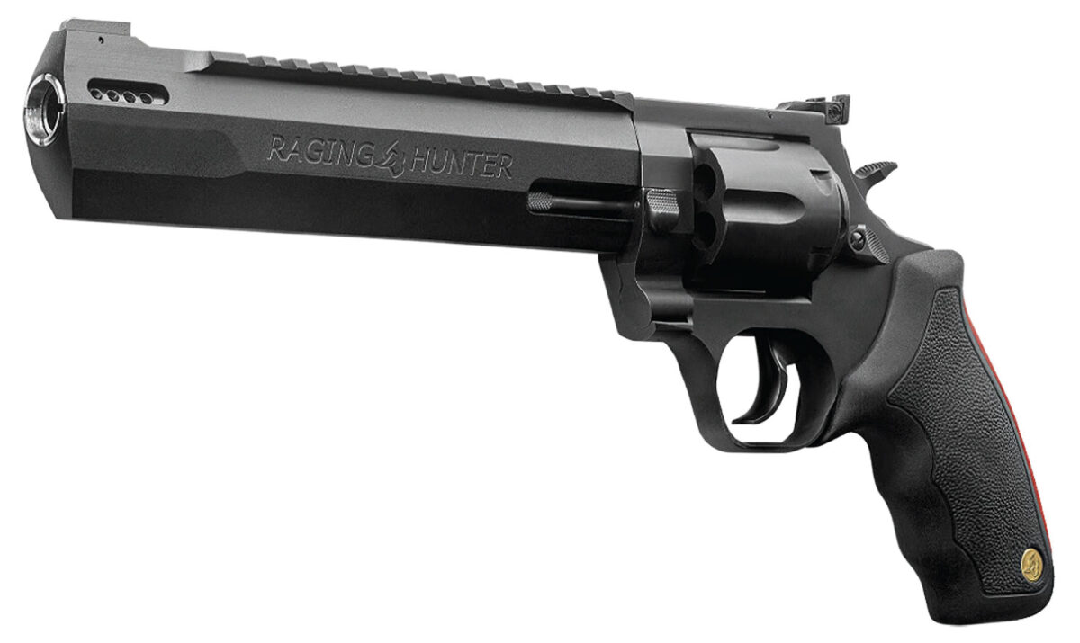 Taurus 2440081RH-DLX Raging Hunter 44 Rem Mag 5rd 8.37" Matte Black Oxide Cylinder Matte Black Aluminum Black Rubber with Integrated Red Cushion Insert Grip Includes Case 1 111580