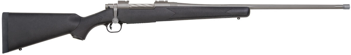Mossberg 28129 Patriot Full Size 7mm Rem 3+1 24" Stainless Cerakote Fluted Threaded Barrel, Drilled & Tapped Stainless Cerakote Receiver, Black Fixed Synthetic Stock, Right Hand 1 120474