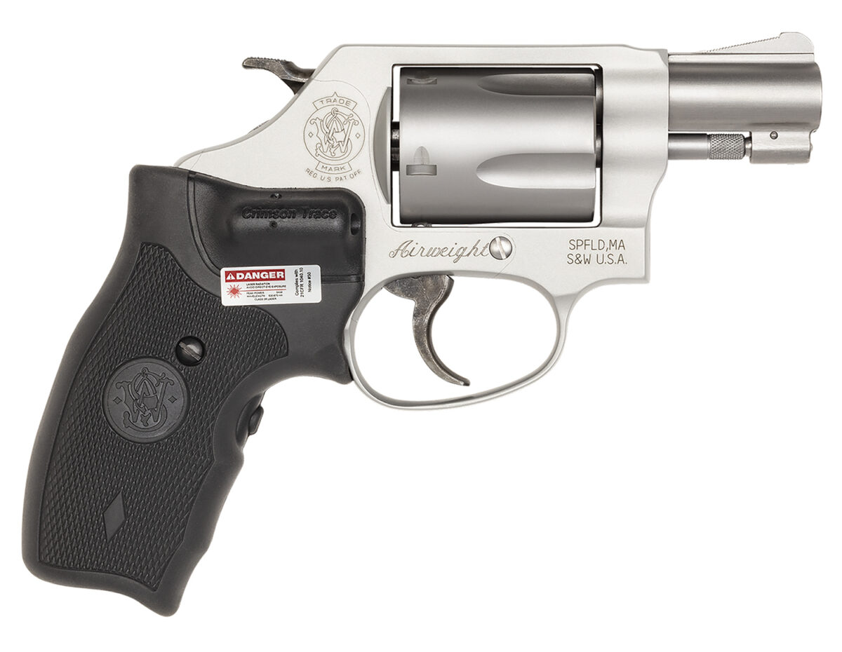 Smith & Wesson 163052 Model 637 w/Laser J-Frame 38 Special +P 5 Shot 1.88" Stainless Steel Barrel, Stainless Cylinder, Matte Silver Aluminum Frame, Black Crimson Trace Lasergrip 1 15075