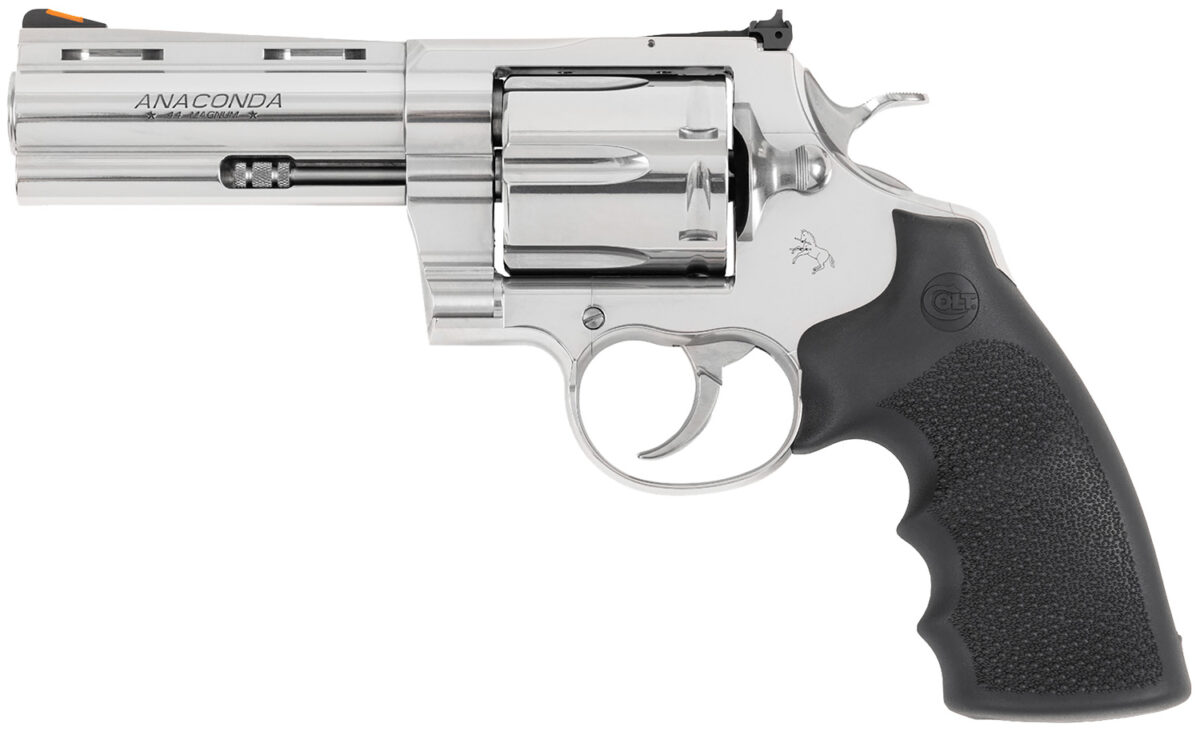 Colt Mfg ANACONDASP4RTS Anaconda 44 Mag 6 Shot 4.25" Stainless Barrel, Cylinder & Frame, Black Hogue Rubber w/Finger Grooves Grip 1 152703