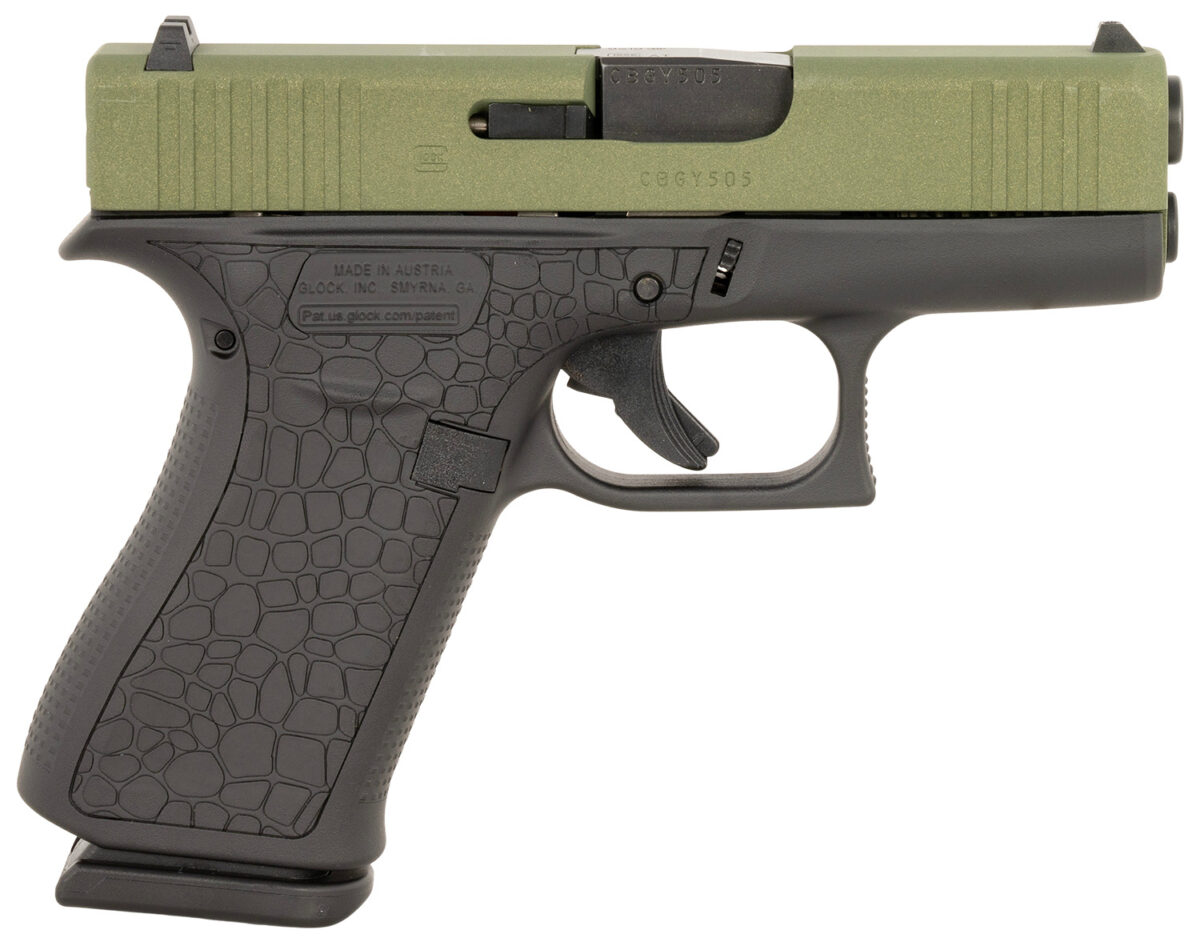 Glock PX4350204BAYOU G43X Slim Sub-Compact Frame 9mm Luger 10+1 3.41" Black GMB Barrel, Lime Green Cerakote Serrated Steel Slide, Black Cerakote Polymer Frame w/Beavertail, Ambidextrous 1 169925