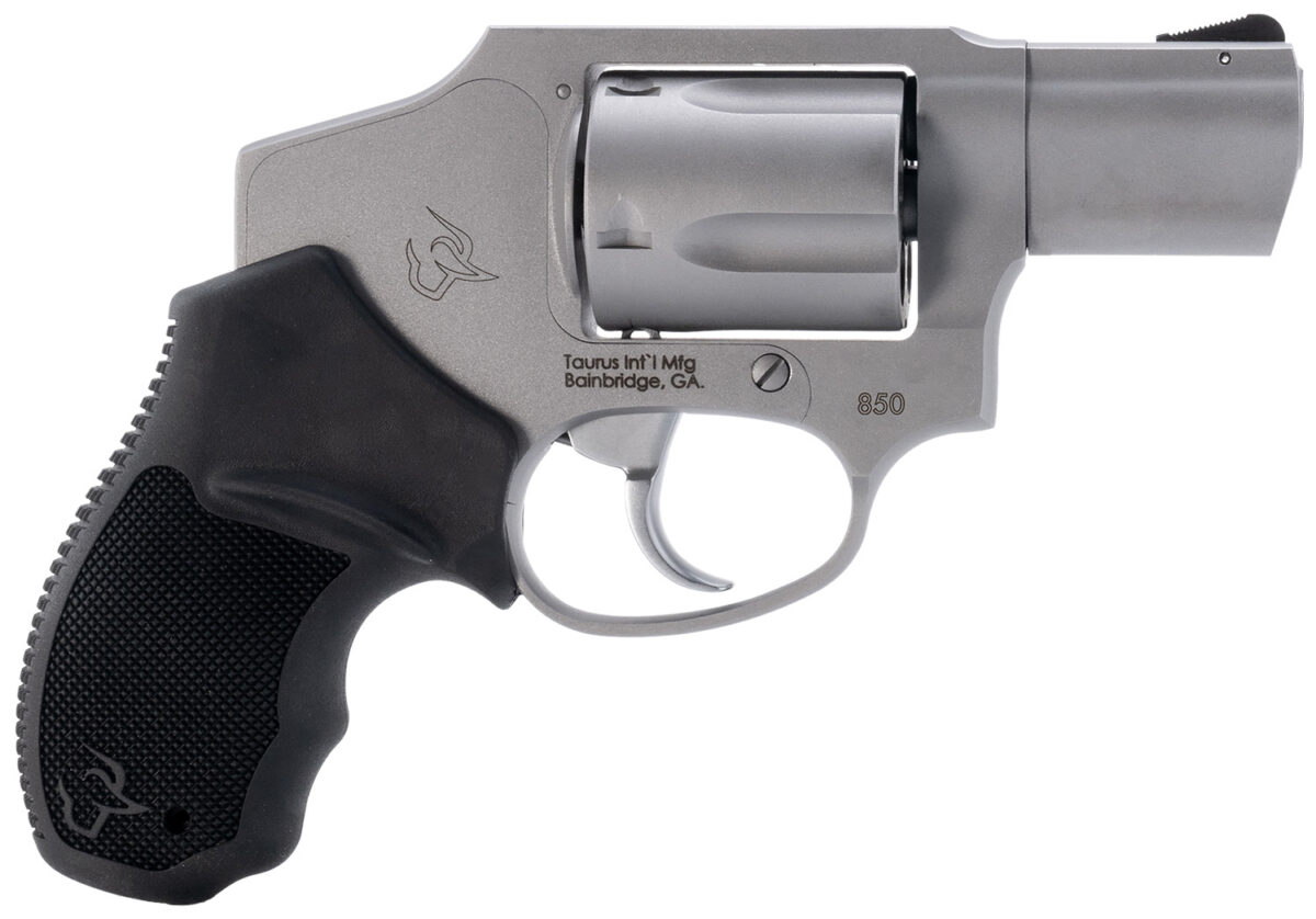 Taurus 2-850129 850 Small 38 Special 5 Shot 2" Matte Stainless Steel Barrel & Cylinder, Matte Stainless Steel Frame, Black Rubber Grip, Transfer Bar Safety, Concealed Hammer 1 170150