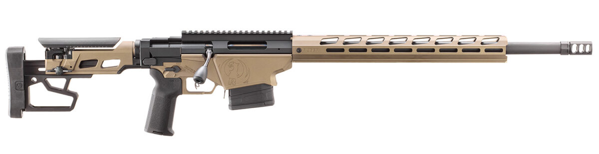 Ruger 18104 Precision 308 Win 10+1 20" Black Threaded Barrel, Smoked Bronze Cerakote Picatinny Rail Steel Receiver, M-LOK Handguard, Adj Folding Black Stock, Magpul K2-XL Grip 1 174969