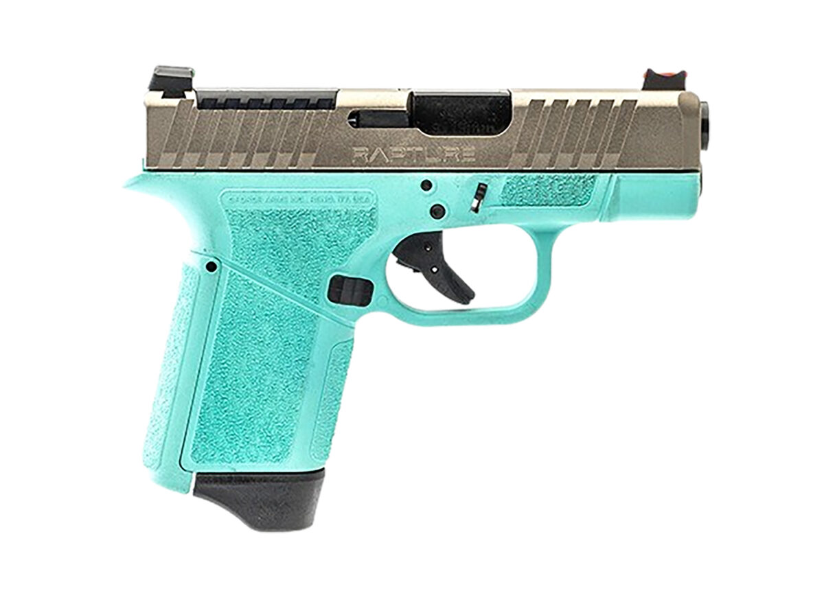 Gforce Arms GF932512RN Rapture Sub-Compact Frame 9mm Luger 12+1 3.25" Black Barrel, Nickel Steel Optic Cut/Serrated Slide, Robin Egg Blue Cerakote Polymer Frame, Shield RMSc/RMR Footprint 1 180948