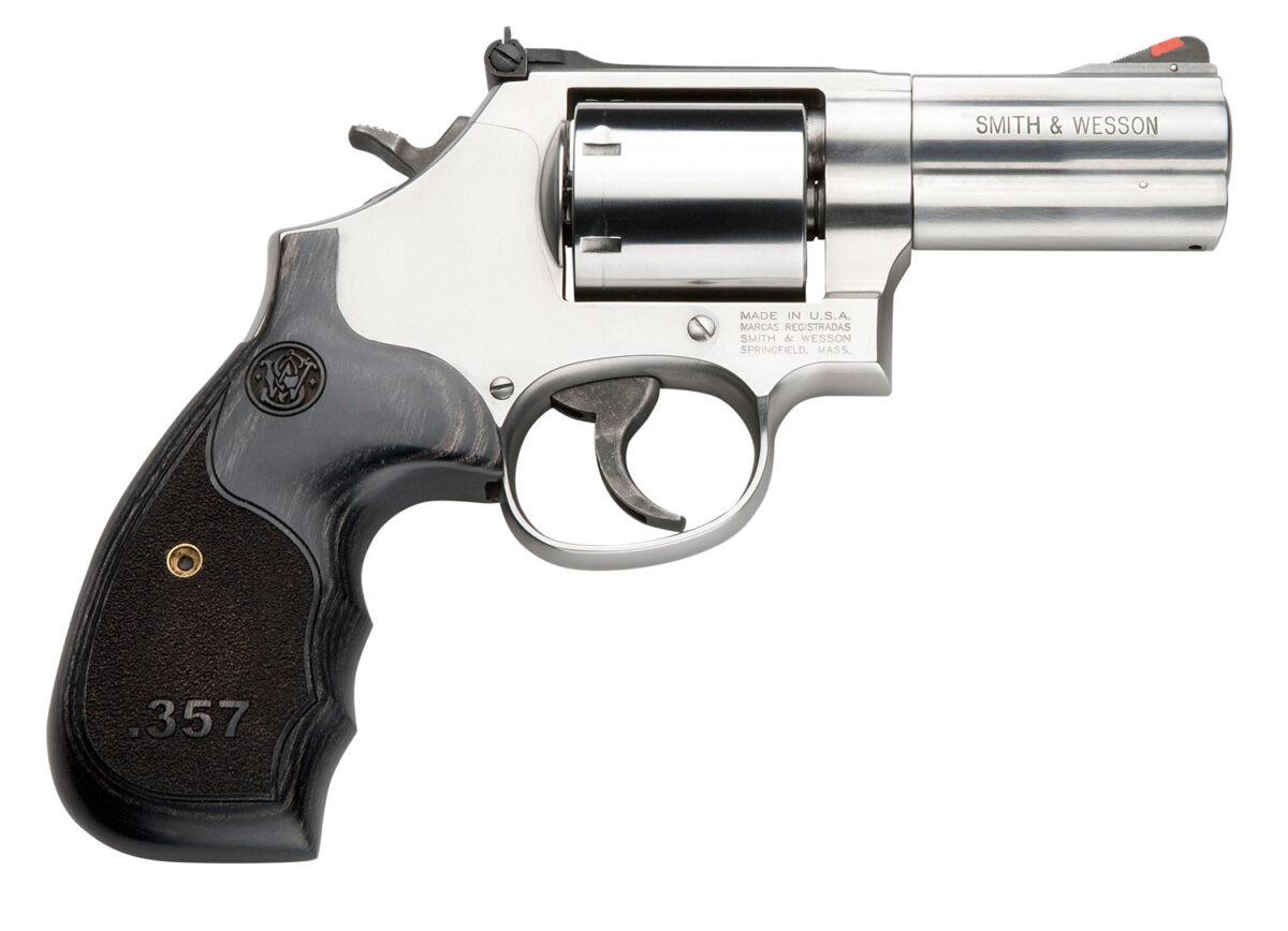 Smith & Wesson 150853 Model 686 Plus 357 Mag 7rd Shot 3" Satin Stainless Steel Barrel, Cylinder & Frame, Black/Silver Custom Wood Grip 1 23984