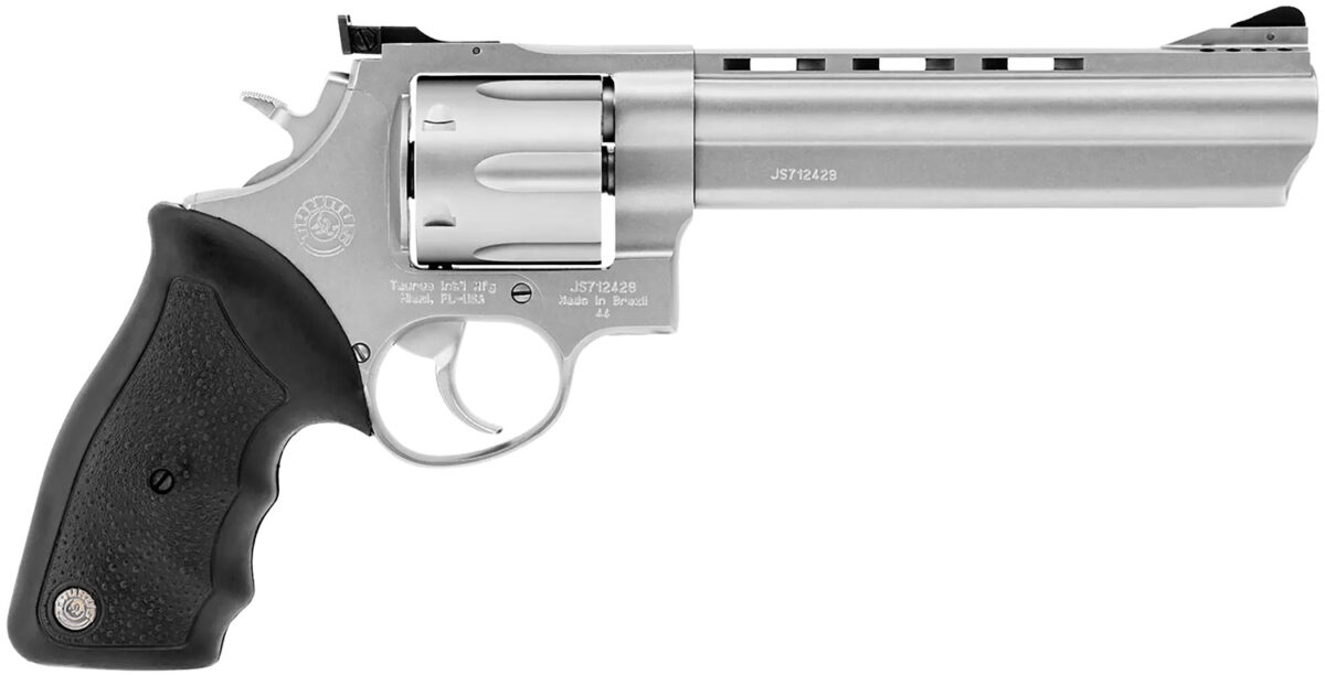 Taurus 2-440069 44 Large 44 Rem Mag 6 Shot 6.50" Matte Stainless Ported Barrel, Cylinder & Frame, Black Finger Grooved Rubber Grip, Transfer Bar Safety, Exposed Hammer 1 31507