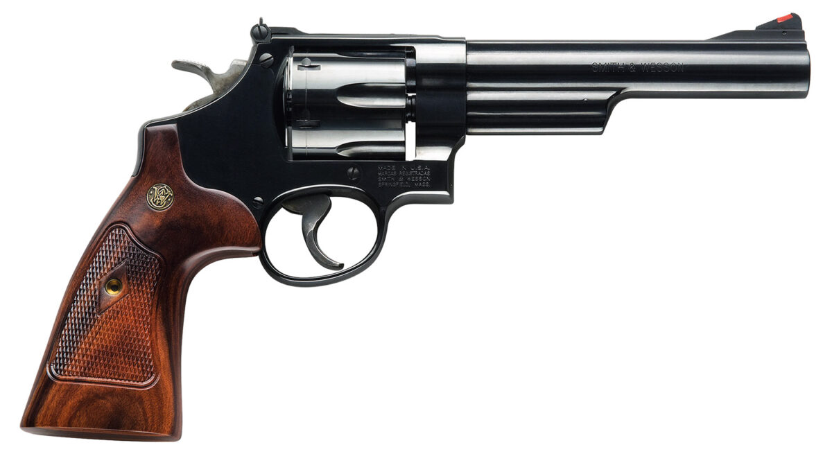 Smith & Wesson 150481 Model 57 Classic 41 Rem Mag Blued Carbon Steel 6" Barrel, 6rd Cylinder & N-Frame, Checkered Square Butt Walnut Grip, Color Case Wide Spur Hammer 1 57825