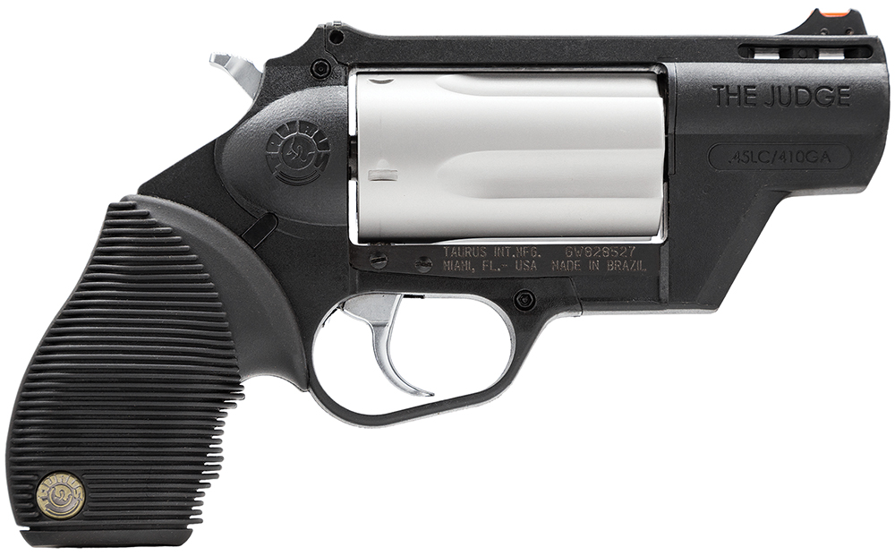 Taurus 2441029TCPLY Judge Public Defender 45 Colt (LC) Caliber or 2.50" 410 Gauge 5 Shot 2.50" Black Finish Barrel, Matte Stainless Finish Cylinder, Black Finish Polymer Frame & Black Ribber Grip 1 62696