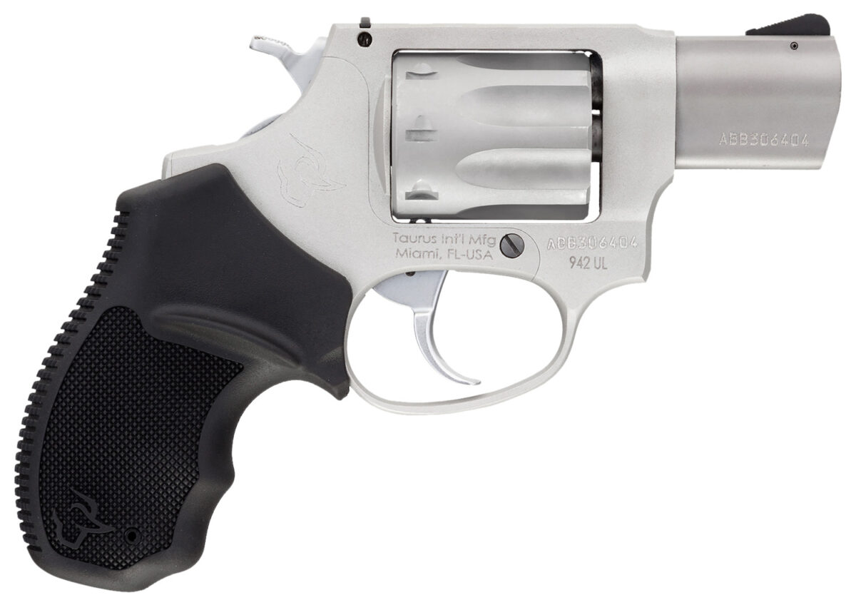 Taurus 2942029 942 22 LR 8rd 2" Barrel, Overall Matte Finish Stainless Steel & Finger Grooved Black Polymer Grip 1 121952