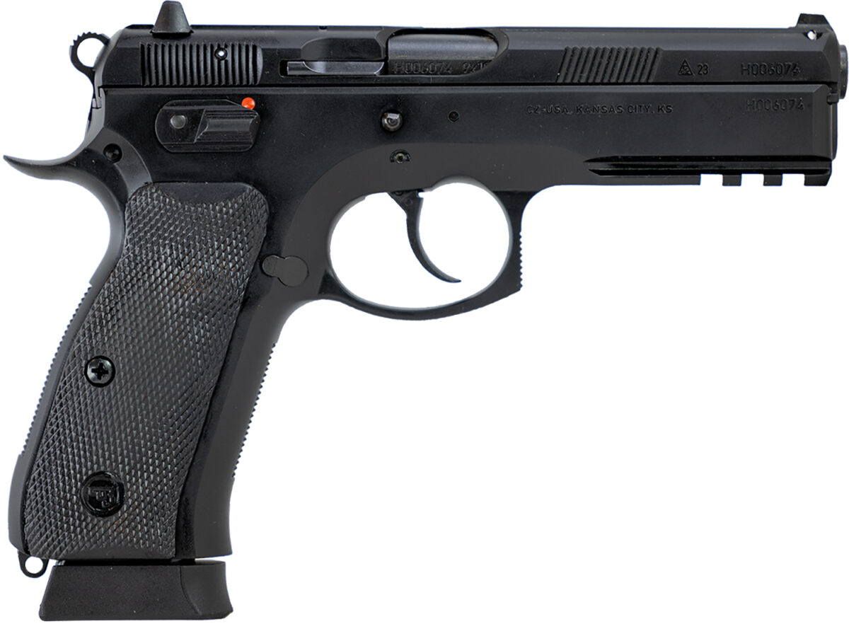 CZ-USA 89352 CZ 75 SP-01 Full Size Frame 9mm Luger 19+1 4.60" Black Steel Barrel, Black Steel Serrated Slide, Black Polycoat Steel Frame w/Beavertail & Picatinny Rail, Black Rubber Grip, Right Hand 1 162001