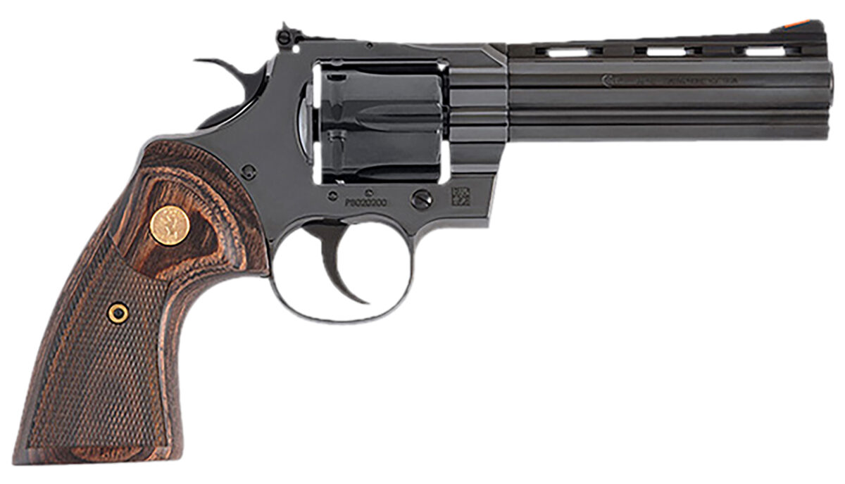 Colt Mfg PYTHONBP5WTS Python 357 Mag38 Special 6 Shot 5" Blued Carbon Steel Vent Rib Barrel, Cylinder & Frame, Wood Grip, Exposed Hammer 1 179949