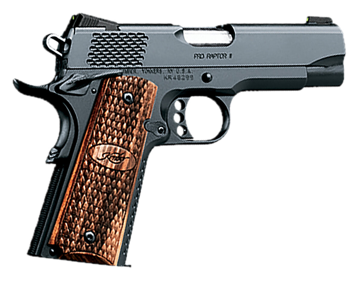 Kimber Mfg, Inc 3200118 Raptor II Pro 45 ACP 8+1 4" Stainless Match Grade Barrel, Matte Black Serrated Steel Slide, Matte Black Steel Frame w/Beavertail, Zebrawood Grip 1 170528