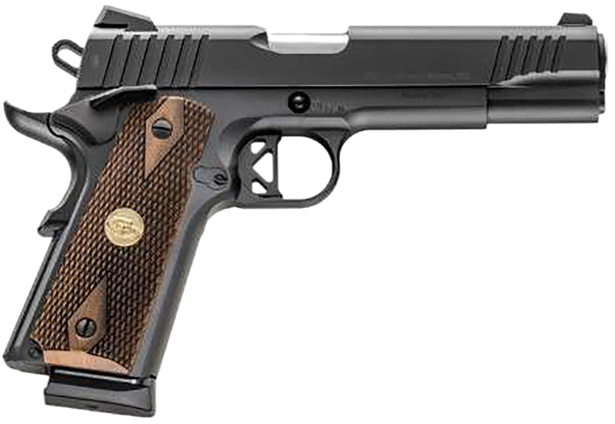 Chiappa Firearms 440211 1911 Superior Full Size 45 ACP 8+1 5" Stainless Steel Barrel, Black Steel Optic Ready/Serrated Slide & Frame w/Beavertail, Walnut Diamond Checkered Grip, RMR/RMSc Footprint 1 172162