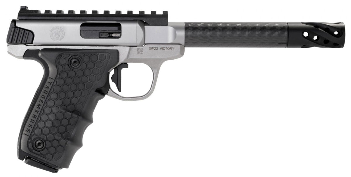 Smith & Wesson 12080 Performance Center Victory Target 22 LR 6" CF MB 10+1 Stainless Steel Tandemkross Black HiveGrip with Integrated Target Thumb Rest Grip 1 104709