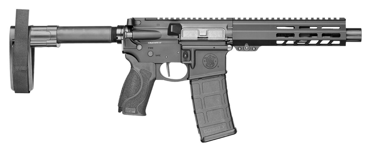 Smith & Wesson 13658 M&P15 223 / 5.56 NATO 7.50" Armornite Barrel 30+1, Fixed Arm Brace, Black Interchangeable Palmswell Grip Inserts, Manual Safety, Straight Buffer Tube, Optics Ready 1 146575
