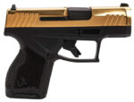 Taurus 1-GX4M931-10G GX4 Micro-Compact Frame 9mm Luger 10+1 3.06" Satin Black DLC Stainless Steel Barrel, Gold PVD Serrated Alloy Steel Slide, Matte Black Stainless Steel Frame, Textured Grip 2 170139