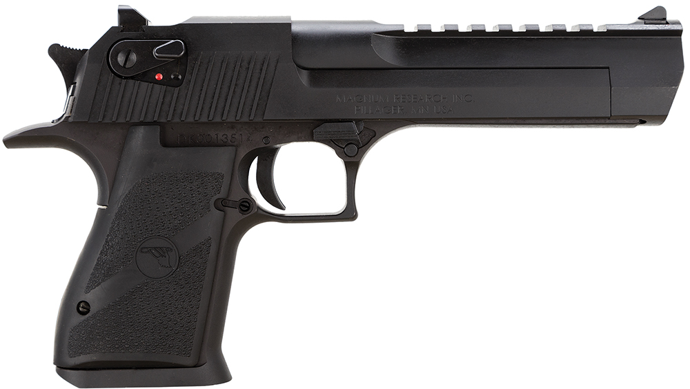 Magnum Research DE357 Desert Eagle Mark XIX 357 Mag Caliber with 6" Picatinny Rail Barrel, 9+1 Capacity, Overall Black Finish Carbon Steel, Beavertail Frame, Serrated Slide & Rubber Grip 1 49465