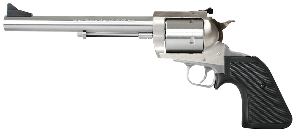 Magnum Research BFR45707 BFR Long Cylinder Large Frame 45-70 Gov 5 Shot, 7.50" Brushed Stainless Steel Barrel, Cylinder & Frame, Black Hogue Rubber Grip, Exposed Hammer 1 49476