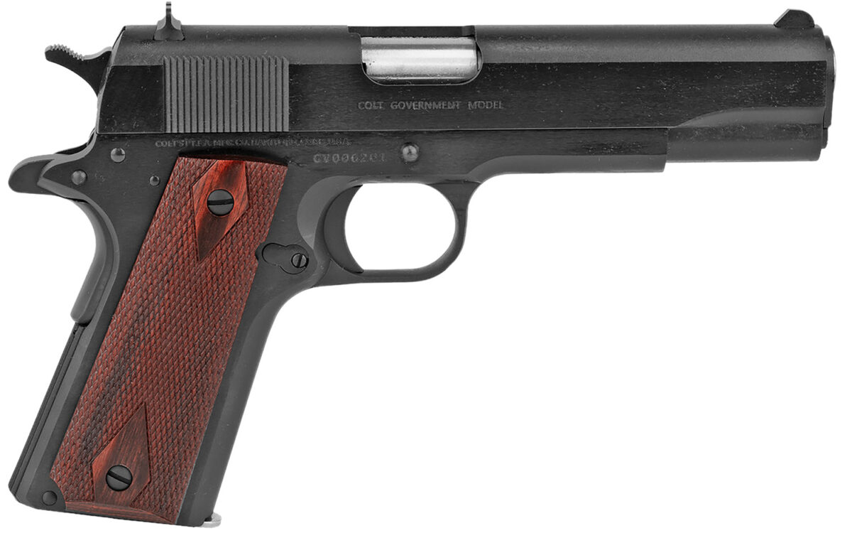 Colt Mfg O1911C38 1911 Government 38 Super 9+1 5" Blued National Match Barrel, Serrated Steel Slide & Frame w/Beavertail, Black Cherry Checkered G10 Grip 1 119056