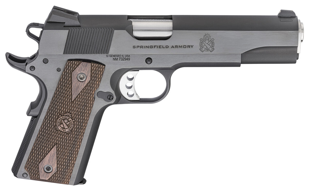 Springfield Armory PX9420 1911 Garrison 45 ACP 7+1, 5" Stainless Match Grade Steel Barrel, Salt Blued Serrated Carbon Steel Slide, Blued Steel Frame w/Beavertail, Thin-Line Wood Grip 1 141307