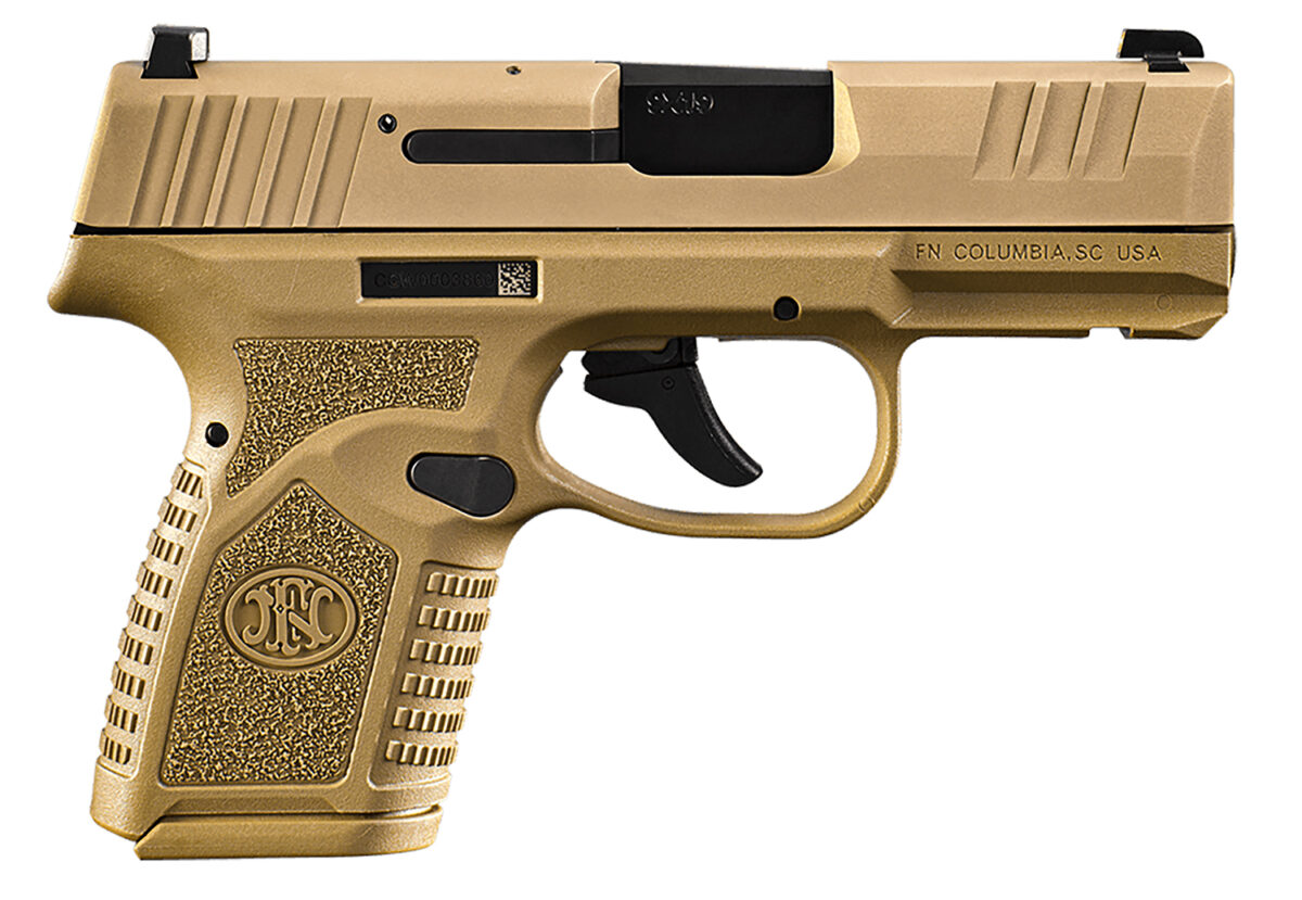 FN 66101413 Reflex Micro-Compact Frame 9mm Luger 10+1, 3.30" Black Target Crown Steel Barrel, Flat Dark Earth PVD Serrated Steel Slide, Flat Dark Earth Polymer Frame w/Picatinny Rail, Ambidextrous 1 155191