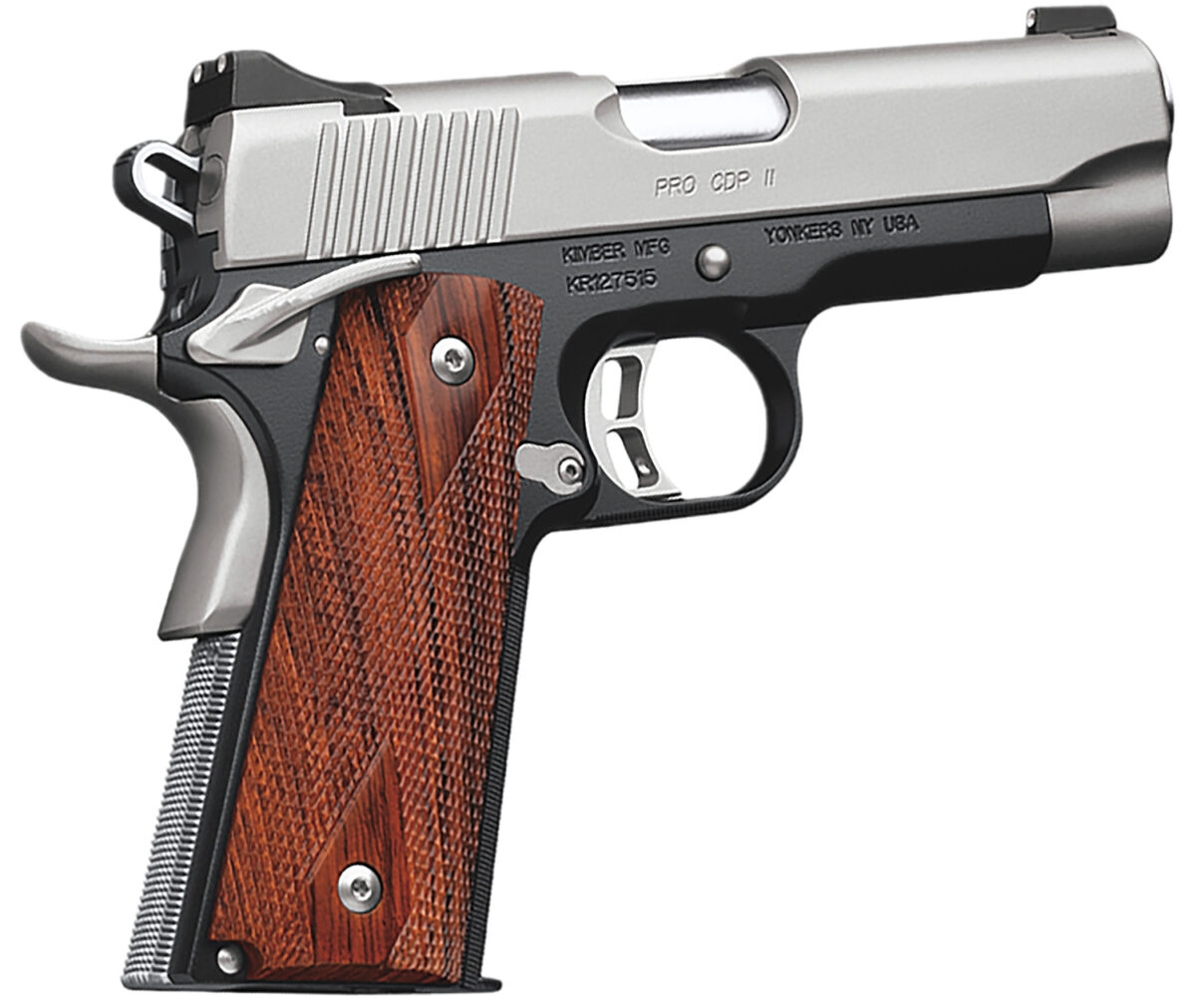 Kimber Mfg.,inc 3200055CA Pro CDP II (CA) 45 ACP 7+1 4" Satin Silver Stainless Steel Slide Matte Black KimPro II Rosewood Double Diamond Grip 1 170447