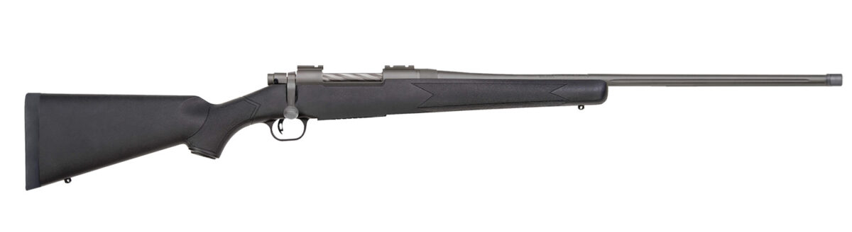 Mossberg 28259 Patriot Full Size 450 Bushmaster 4+1 20" Stainless Cerakote Fluted Threaded Barrel, Drilled & Tapped Stainless Cerakote Receiver, Black Fixed Synthetic Stock 1 174396