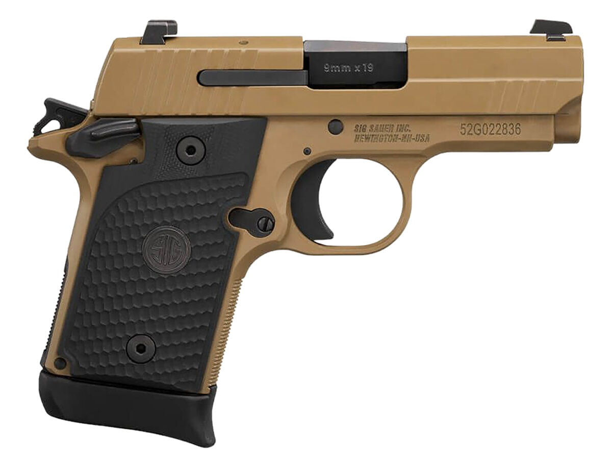 Sig Sauer 9389ESCPNAMBI P938 Micro-Compact Emperor Scorpion 9mm Luger 3.50" 6+1 & 7+1 Flat Dark Earth PVD Flat Dark Earth Stainless Steel Black Hogue G10 Piranha Grip 1 41934