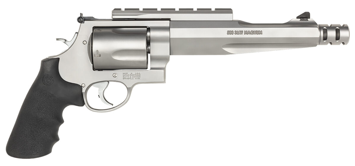 Smith & Wesson 170299 Model 500 Performance Center 500 S&W Mag Stainless Steel 7.50" Barrel With Muzzle Brake & 5rd Cylinder, Matte Stainless Steel X-Frame, Chromed Hammer & Trigger With Stop 1 43751