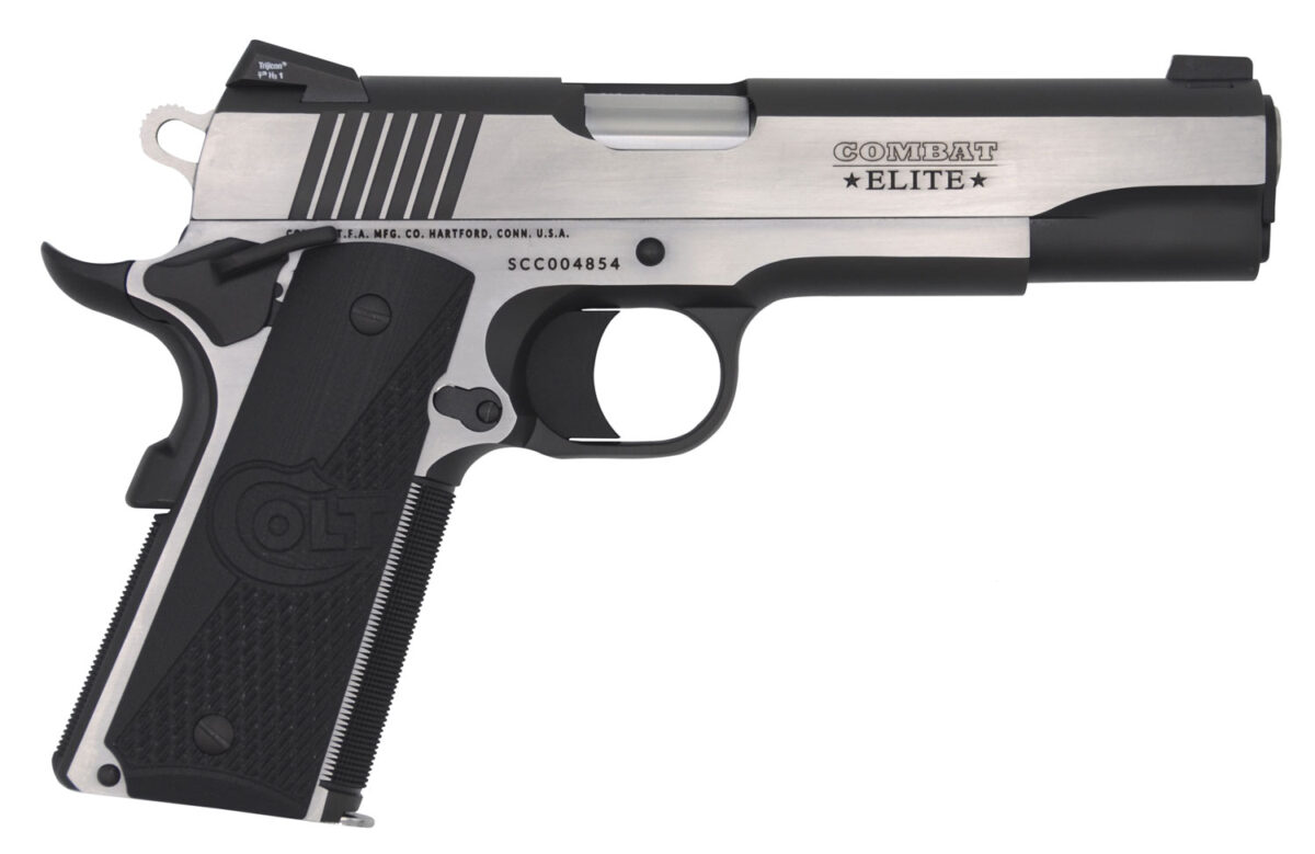 Colt Mfg O1070CE 1911 Combat Elite Government 45 ACP 5" 8+1 Overall Two-Tone Elite Finish Stainless Steel Frame & Slide with Half Checkered & Scalloped Black G10 Grip & Night Sights 1 104953