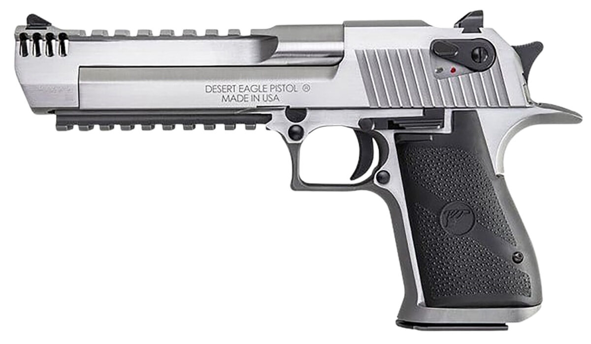 Magnum Research DE357SRMB Desert Eagle Mark XIX 357 Mag 9+1 6" Stainless Steel Barrel, Stainless Steel Serrated Slide, Stainless Steel Frame w/Beavertail & Picatinny Rail, Weaver Top Mount 1 163733