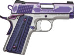 Kimber Mfg, Inc 3200319 Ultra II 9mm Luger 8+1 3" Stainless Match Grade Barrel, Engraved Purple Amethyst PVD Serrated Stainless Steel Slide, Satin Silver Aluminum Frame w/Beavertail, G10 Grip 2 170499