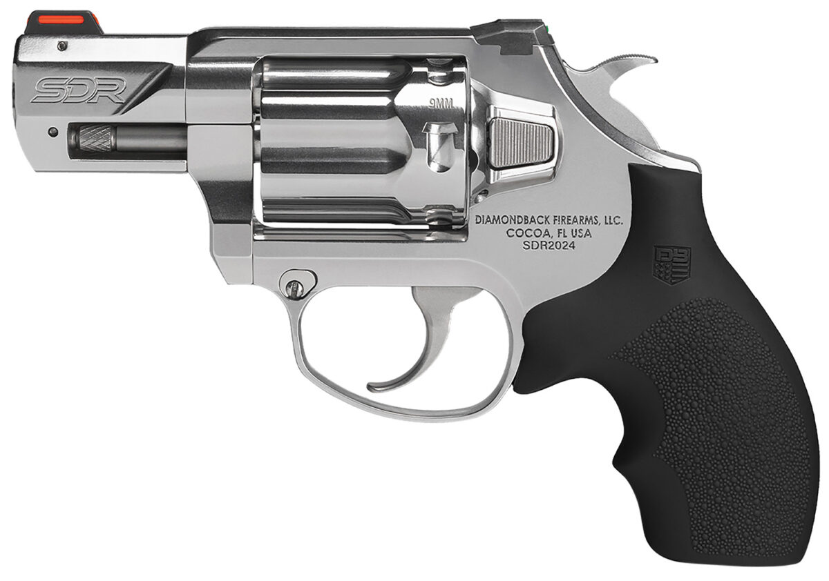 Diamondback DB0700P701 SDR Small 9mm Luger +P 6 Shot 2" Polished Stainless Steel Barrel & Frame, Stainless Steel Cylinder, Black Hogue Rubber Grip, Exposed Hammer 1 172488