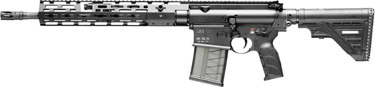 HK 81000829 MR762 A4 7.62x51mm 20+1 16.50" Black Threaded Barrel, Black Picatinny Rail, M-LOK Handguard, 6 Position Black Synthetic Stock, Black Finger Grooved Grip, Ambidextrous 1 172737