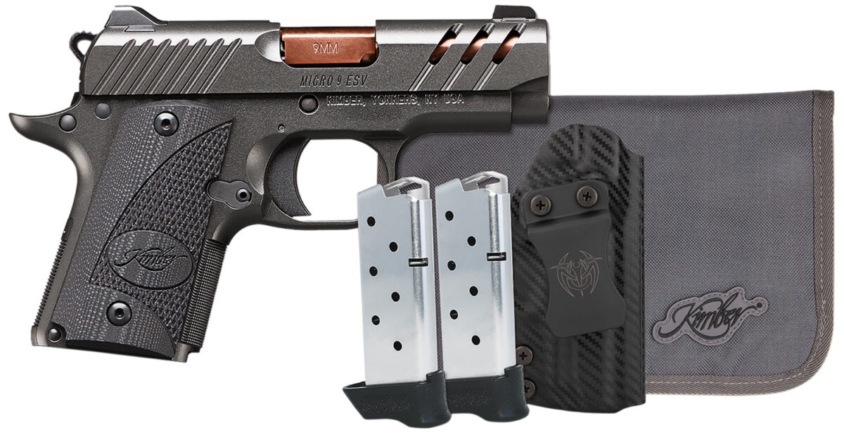Kimber Mfg, Inc 3300254 Micro 9 Bundle 7+1 3.15" Rose Copper TiN Match Grade Barrel, KimPro II Gray Lightening Cut/Serrated Stainless Steel Slide, Kimpro II Gray Aluminum Frame, Black G10 Grip 1 180727