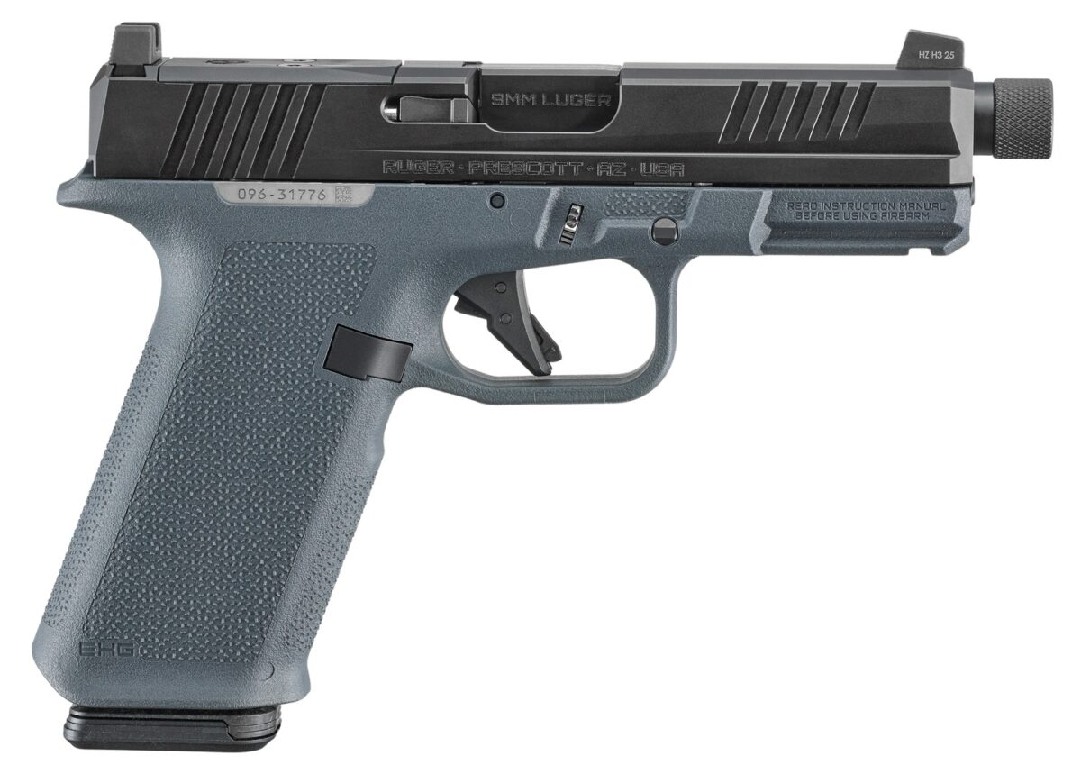 Ruger 19447 RXM 9mm Luger 17+1 4.50" Black FNC Nitride Alloy Steel Threaded Barrel & Optic Ready/Serrated Slide, Stealth Gray Polymer Frame w/Accessory Rail, Textured Grip, RMR/RMSc/DeltaPoint Pro Fo 1 190353