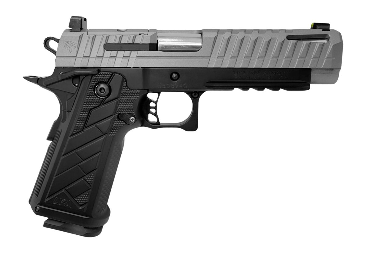 Live Free Armory HG8641-N Apollo 11 V2 Full Size Frame 9mm Luger 18+1 4.90" Stainless Barrel, Gray Cerakote Steel Optic Cut/Serrated Slide, Black Cerakote Steel Frame w/Beavertail & Picatinny Rail, Bl 1 194404