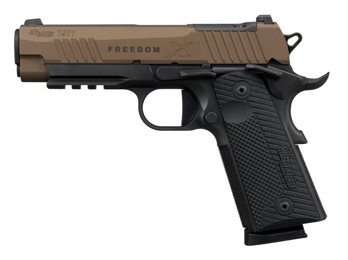 Sig Sauer 1911XCA45FBZXR3P 1911 XSeries Carry 45 ACP 8+1 4.20" Bronze Cerakote w/Freedom Engraving Stainless Steel Optic Ready/Serrated Slide, Matte Black DLC Stainless Steel Frame w/Beavertail & Pica 1 197098