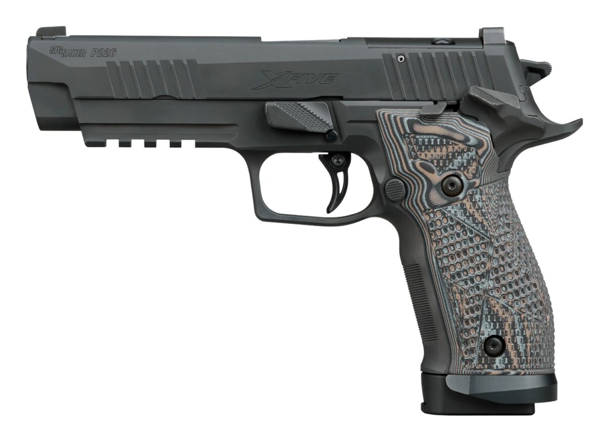 Sig Sauer 226X59XTMSAO P226 XFive Extreme Full Size 9mm Luger 10+1 5" Bull Barrel, Black Nitron Stainless Steel Optic Ready/Serrated Slide & Frame w/Beavertail & Picatinny Rail, Custom Hogue G10 Piran 1 197105