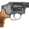 Smith & Wesson 150785 Model 442 38 S&W Spl +P 5 Shot 1.88" Engraved Black Carbon Steel Barrel/Cylinder, Engraved Black Aluminum J-Frame, Engraved Wood Grip, Mahogany Presentation Case 2 61817