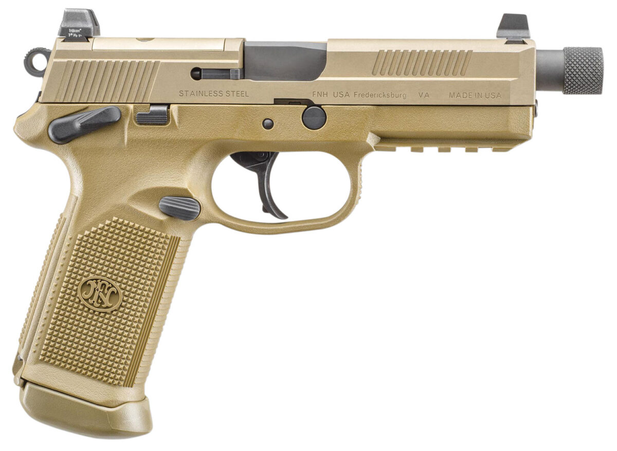 FN 66968 FNX Tactical 45 ACP 5.30" Threaded Barrel 15+1 , Flat Dark Earth , Manual Safety , Night Sights 1 78901