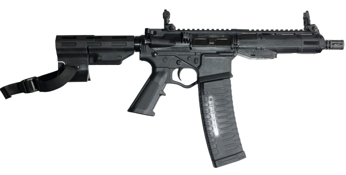 ATI ALPHA MAXX AR Pistol - Black | 5.56NATO | 7.5" barrel | 7" M-LOK Polymer Handguard | Flip-up sights | 60rd mag | Rear Blade 1 https3A2F2Fwww.2ndamendmentwholesale.com2Fmedia2Fcatalog2Fproduct2Fa2Ft2Fatigax5567ml60tb