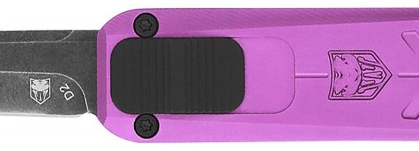 CobraTec Knives CALI929TBPURTNS California 929TB 1.75" OTF Tanto Plain Stonewashed D2 Steel Blade/ Purple Anodized Aluminum Handle Includes Pocket Clip/Pouch