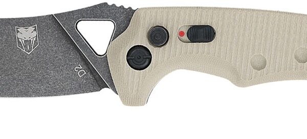 CobraTec Knives TANAFRYK Ryker 3.75" Folding Plain Black Stonewashed D2 Steel Blade, 5" Tan Textured G10 Handle