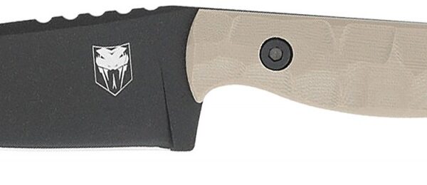 CobraTec Knives CTKPTAN KingPin EDC 4" Fixed Drop Point Plain Black Powder Coated D2 Steel Blade, 4" Tan Textured G10 Scales Handle