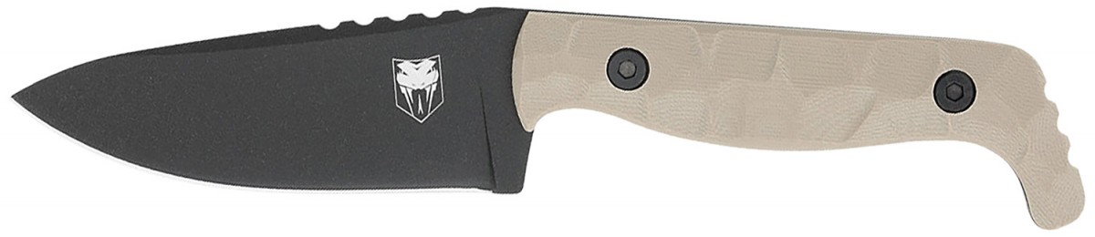 CobraTec Knives CTKPTAN KingPin EDC 4" Fixed Drop Point Plain Black Powder Coated D2 Steel Blade, 4" Tan Textured G10 Scales Handle 1 099654042870