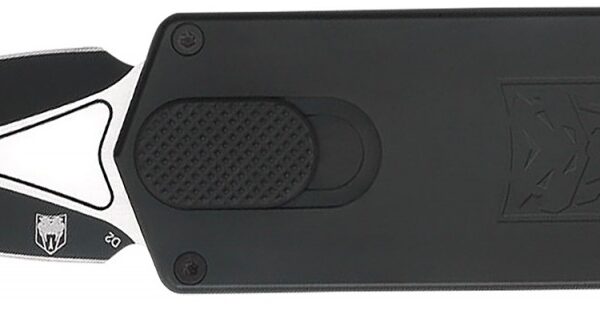 CobraTec Knives CTASPBLK ASP 1.94" OTF Dagger Plain D2 Steel Blade, 3.31" Black Aluminum Handle