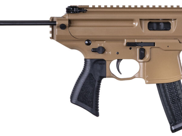 Sig Sauer PMPX3BCH MPX Copperhead 9mm Luger Caliber with 3.50" Barrel, 20+1 Capacity, Coyote Elite Cerakote Metal Finish, Folding Pivoting Contour Brace Stock & Black Polymer Grip Ambidextrous Hand