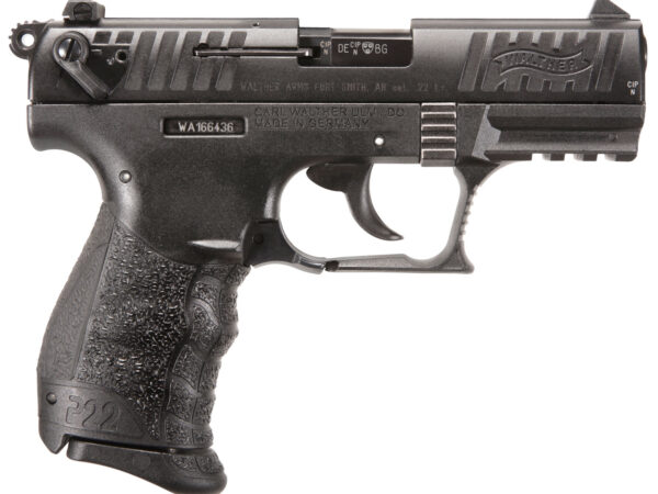Walther Arms 5120700 P22 Q 22 LR Caliber with 3.42" Threaded Barrel, 10+1 Capacity, Black Finish Picatinny Rail Frame, Serrated Matte Black Tenifer Zinc Alloy Slide & Interchangeable Backstrap Grip